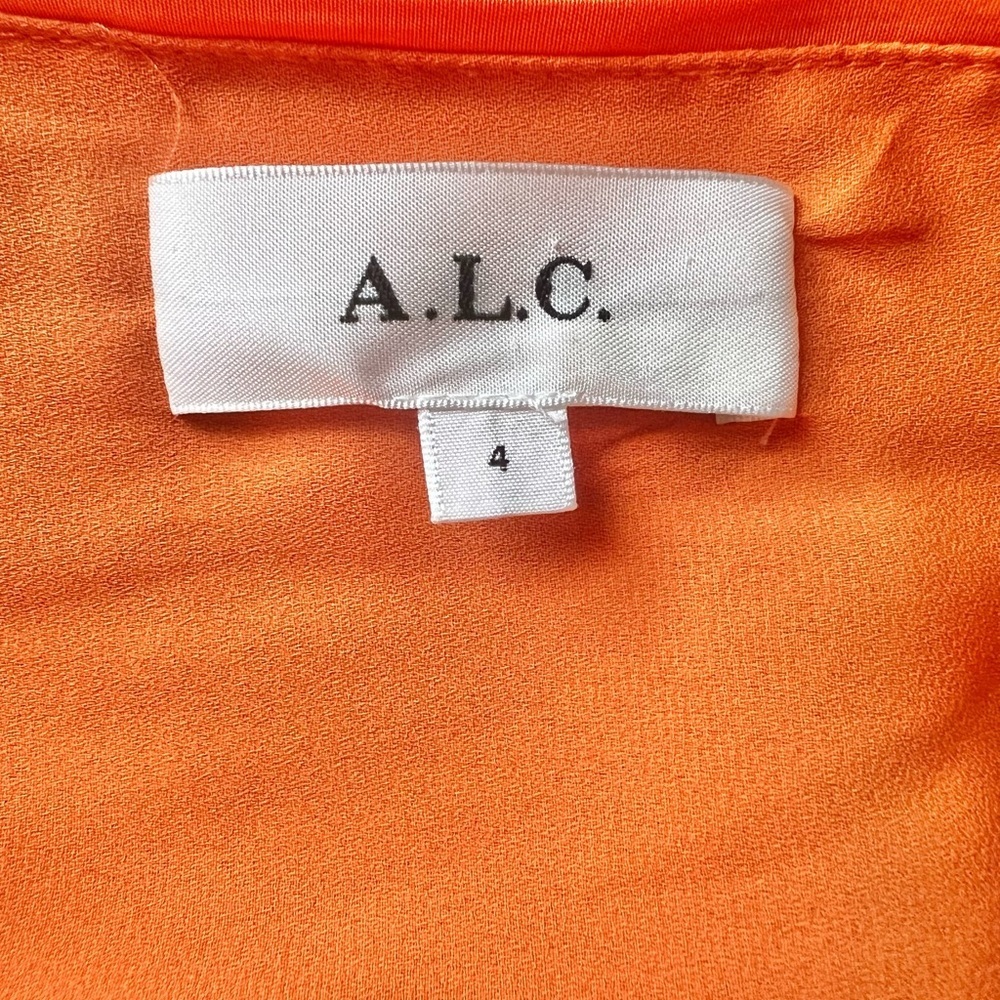 A. L.C Delfina Cut Out One Shoulder In Citrus Orange Asymmetrical Midi Dress Sz4 - Picture 7 of 9